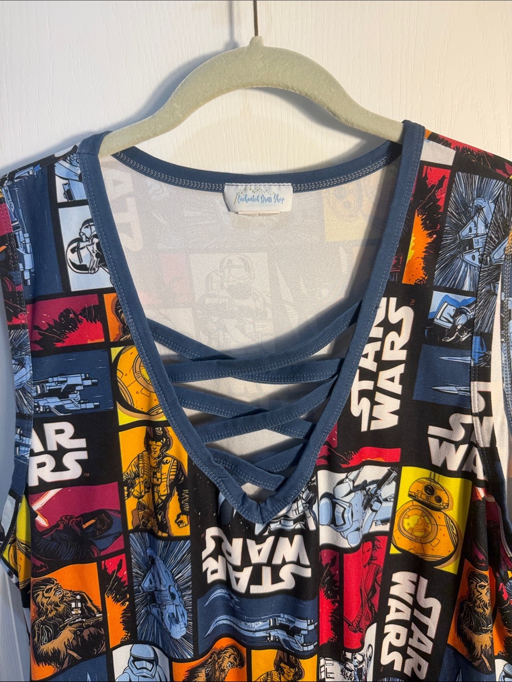 Star Wars Disney Enchanted Dress Shop Criss-Cross V-Neck Dress XL L32” Cotton - Picture 3 of 6